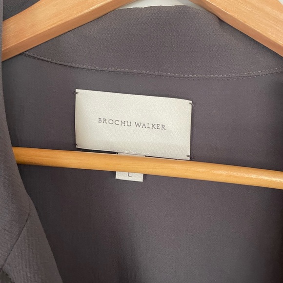 Brochu Walker Womens Sheyla Wrap Jumpsuit L Otter Gray Tie Waist Short Sleeve - Picture 5 of 7